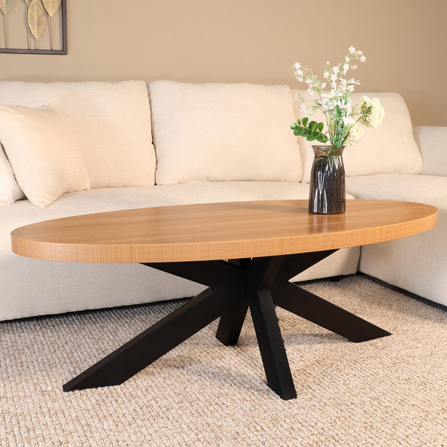 Salontafel ovaal lichtbruin melamine 130cm Denzel