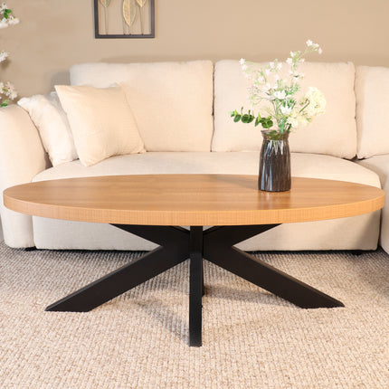 Salontafel ovaal lichtbruin melamine 130cm Denzel