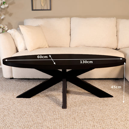 Salontafel ovaal zwart melamine 130cm Denzel