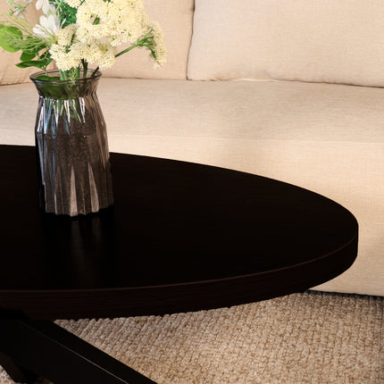 Salontafel ovaal zwart melamine 130cm Denzel
