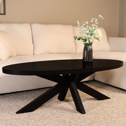 Salontafel ovaal zwart melamine 130cm Denzel