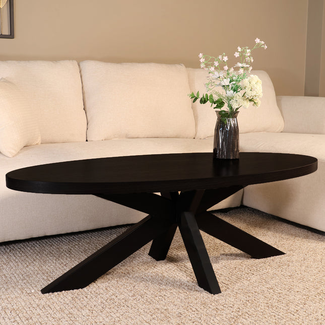Salontafel ovaal zwart melamine 130cm Denzel