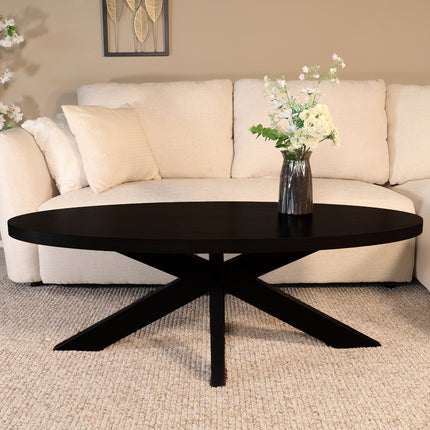 Salontafel ovaal zwart melamine 130cm Denzel