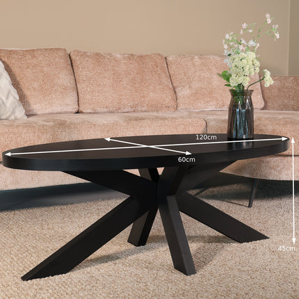 Salontafel ovaal zwart melamine 120cm Denzel
