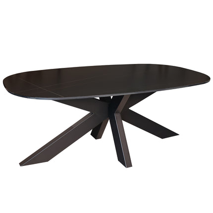 Salontafel deens ovaal marmerlook zwart steen 120cm Elif
