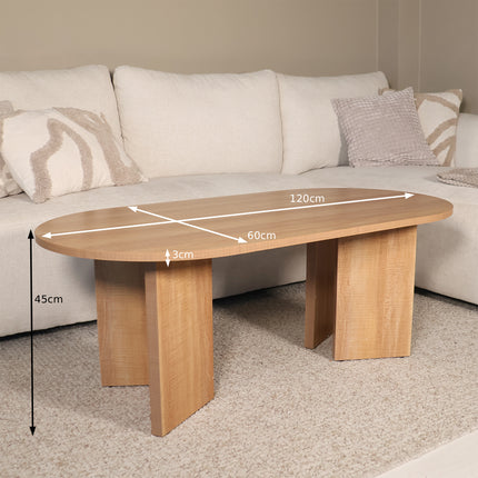 Salontafel Japandi ovaal lichtbruin melamine 120cm Hano