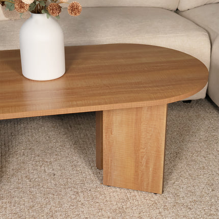 Salontafel Japandi ovaal lichtbruin melamine 120cm Hano
