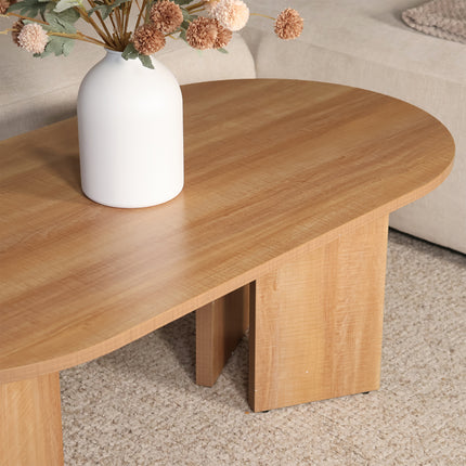 Salontafel Japandi ovaal lichtbruin melamine 120cm Hano