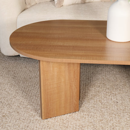 Salontafel Japandi ovaal lichtbruin melamine 120cm Hano