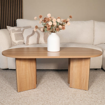 Salontafel Japandi ovaal lichtbruin melamine 120cm Hano