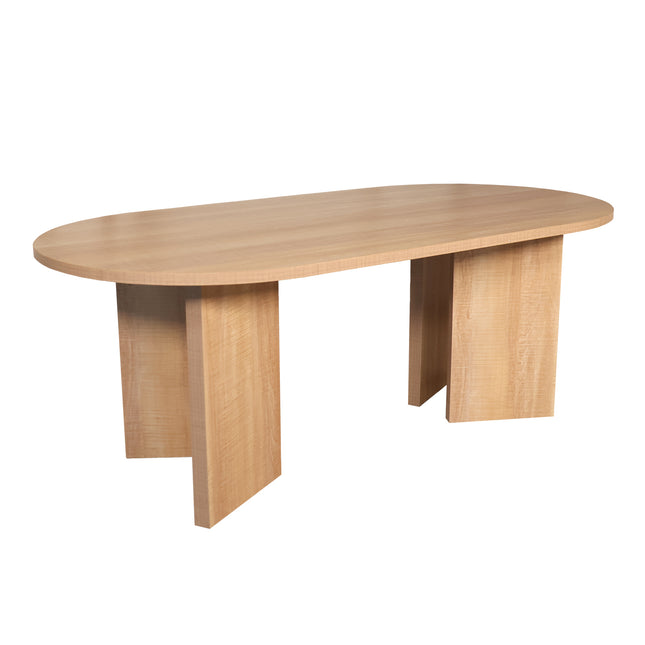 Salontafel Japandi ovaal lichtbruin melamine 120cm Hano