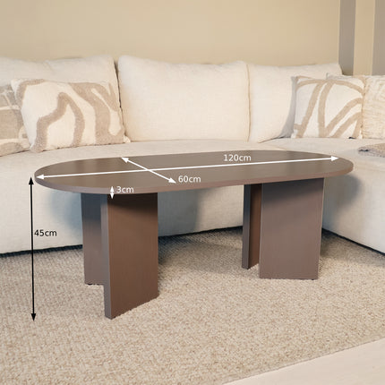 Salontafel Japandi ovaal walnoot melamine 120cm Hano