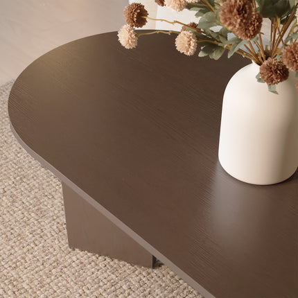Salontafel Japandi ovaal walnoot melamine 120cm Hano