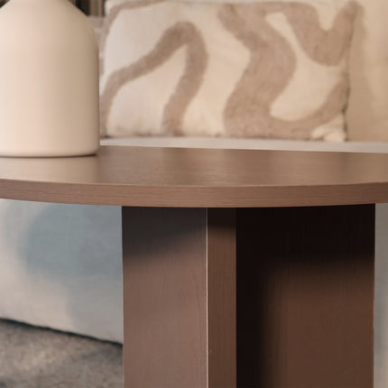 Salontafel Japandi ovaal walnoot melamine 120cm Hano