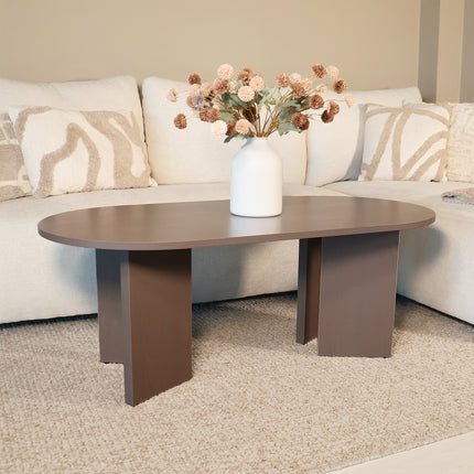 Salontafel Japandi ovaal walnoot melamine 120cm Hano