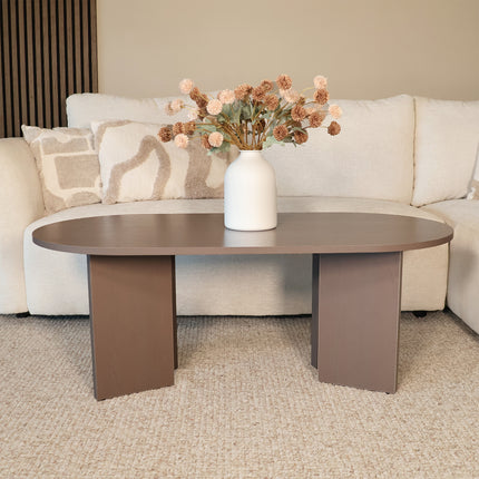 Salontafel Japandi ovaal walnoot melamine 120cm Hano
