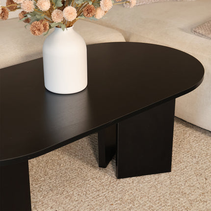 Salontafel Japandi ovaal zwart melamine 120cm Hano