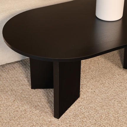 Salontafel Japandi ovaal zwart melamine 120cm Hano