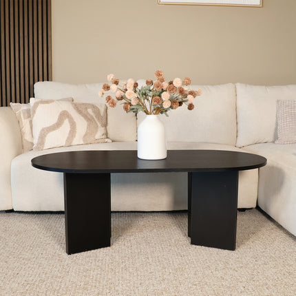 Salontafel Japandi ovaal zwart melamine 120cm Hano