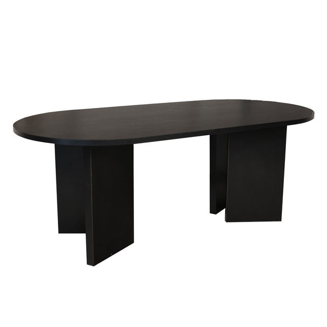 Salontafel Japandi ovaal zwart melamine 120cm Hano
