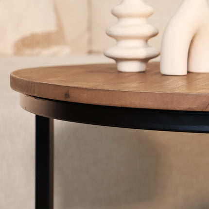 Salontafel rond 3delig walnoot mangohout Jaell
