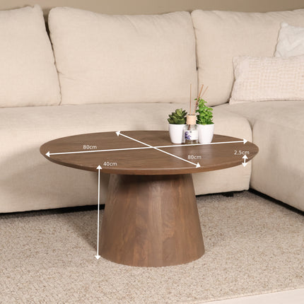 Salontafel Japandi rond walnoot mangohout 80cm Remi