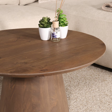Salontafel Japandi rond walnoot mangohout 80cm Remi