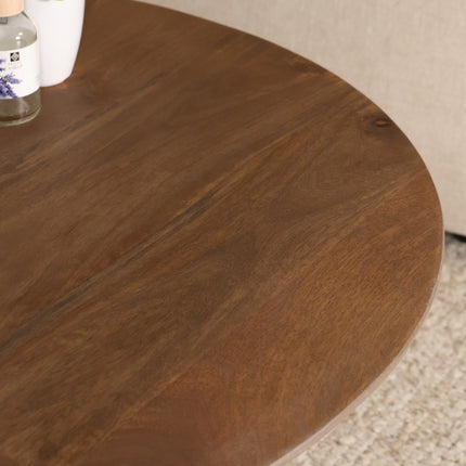 Salontafel Japandi rond walnoot mangohout 80cm Remi