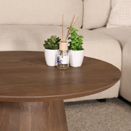 Salontafel Japandi rond walnoot mangohout 80cm Remi