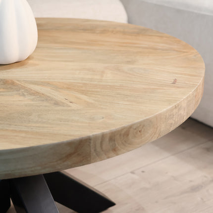 Salontafel rond lichtbruin mangohout 70cm Jesse
