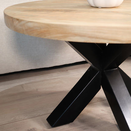 Salontafel rond lichtbruin mangohout 70cm Jesse