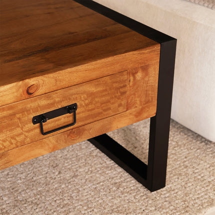 Salontafel rechthoekig met lades bruin mangohout 120cm Kai