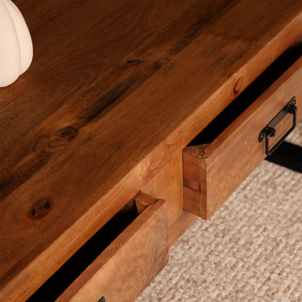 Salontafel rechthoekig met lades bruin mangohout 120cm Kai