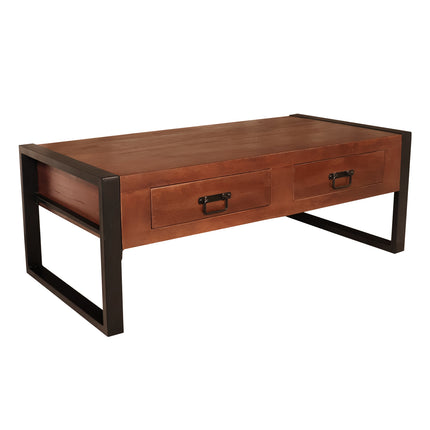 Salontafel rechthoekig met lades walnoot mangohout 120cm Kai