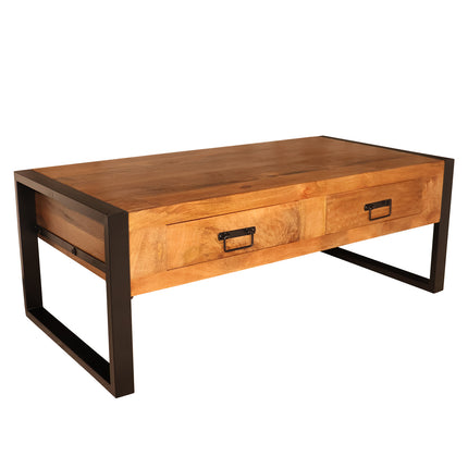 Salontafel rechthoekig met lades bruin mangohout 120cm Kai