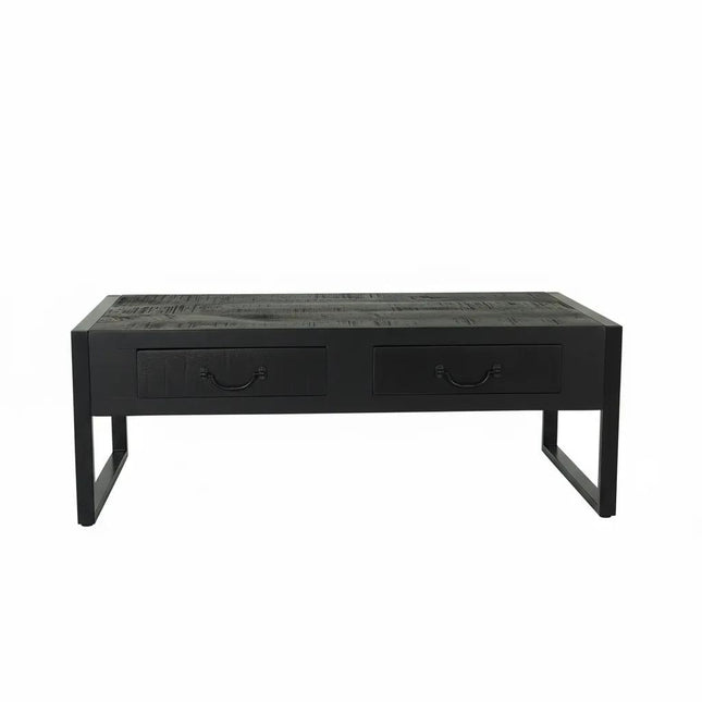 Salontafel rechthoekig met lades zwart mangohout 120cm Kai