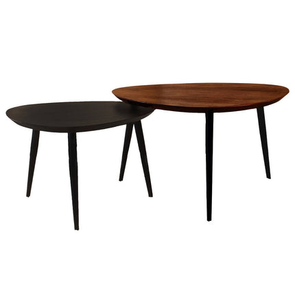 Salontafel organisch 2delig bruin en zwart mangohout Leyla