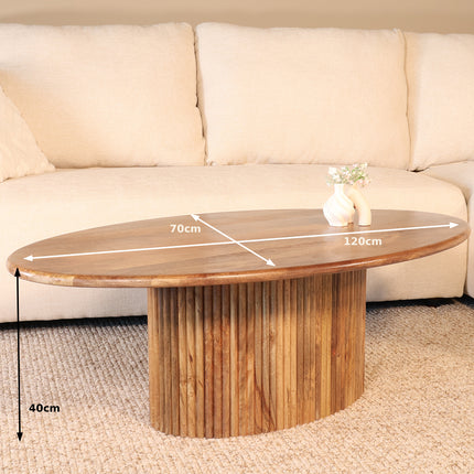 Salontafel ovaal lichtbruin mangohout 120cm Moki