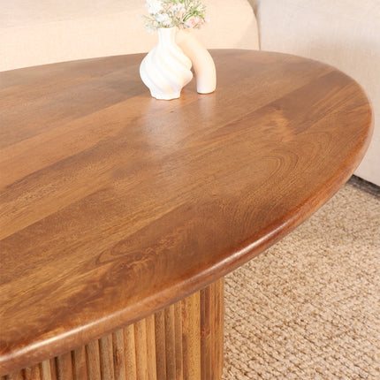 Salontafel ovaal lichtbruin mangohout 120cm Moki