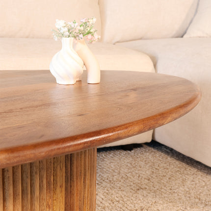 Salontafel ovaal lichtbruin mangohout 120cm Moki