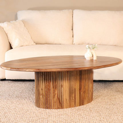 Salontafel ovaal lichtbruin mangohout 120cm Moki