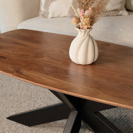 Salontafel deens ovaal mangohout 120cm bruin Livy