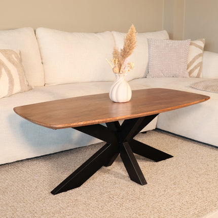 Salontafel deens ovaal mangohout 120cm bruin Livy