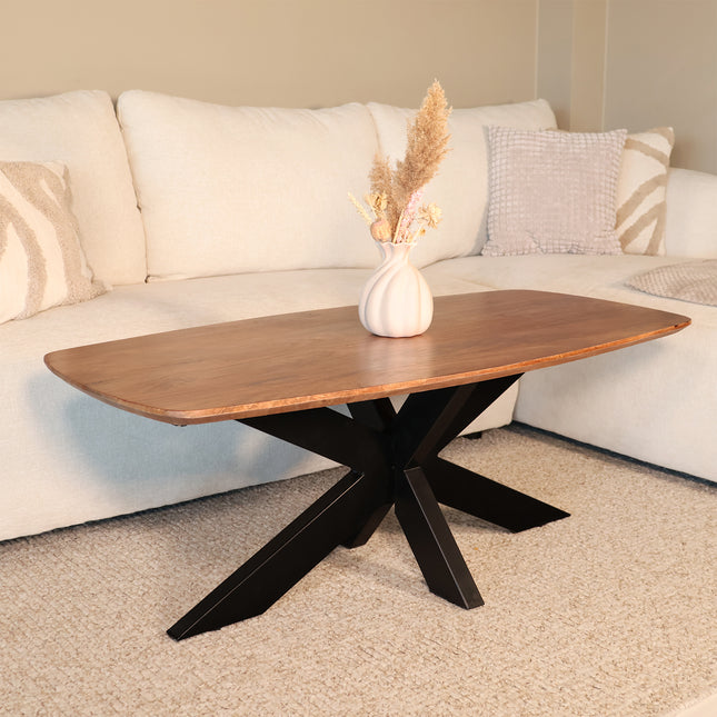 Salontafel deens ovaal mangohout 120cm bruin Livy