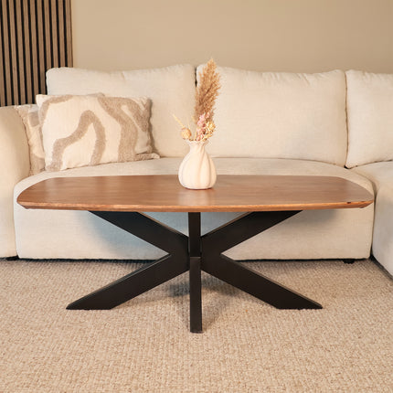 Salontafel deens ovaal mangohout 120cm bruin Livy