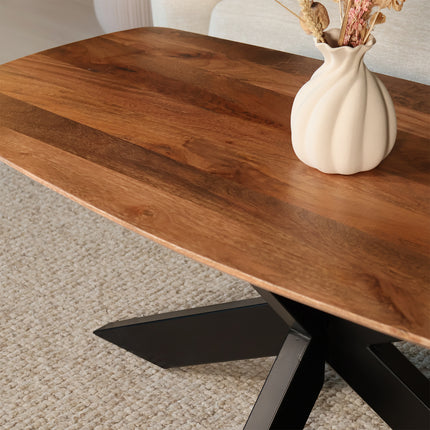 Salontafel deens ovaal mangohout 120cm walnoot Livy