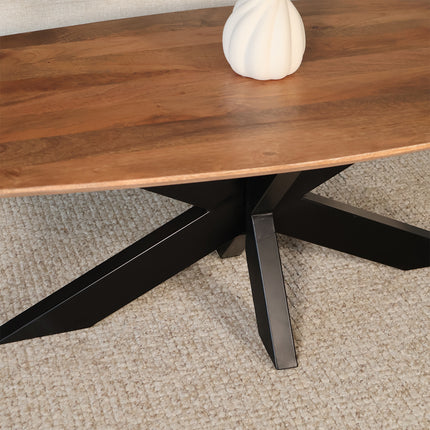 Salontafel deens ovaal mangohout 120cm walnoot Livy