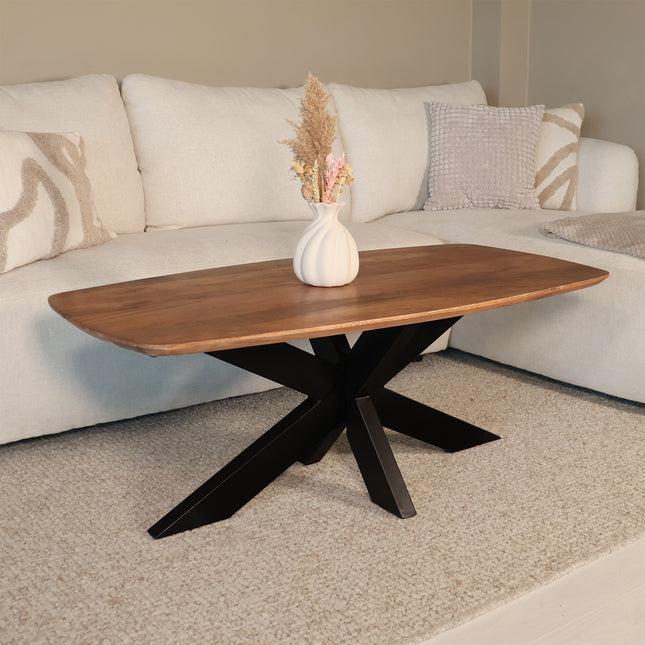 Salontafel deens ovaal mangohout 120cm walnoot Livy
