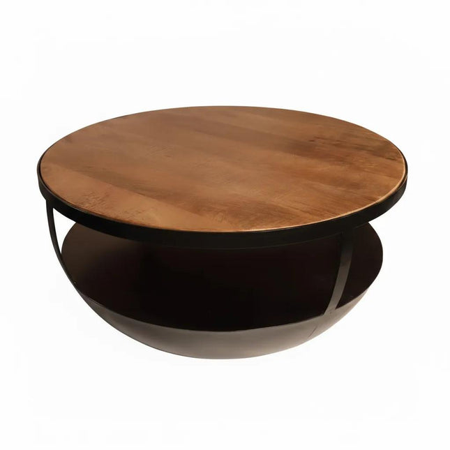 Salontafel rond bruin mangohout 70cm Luca