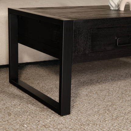 Salontafel rechthoekig met lades zwart mangohout 120cm Kai